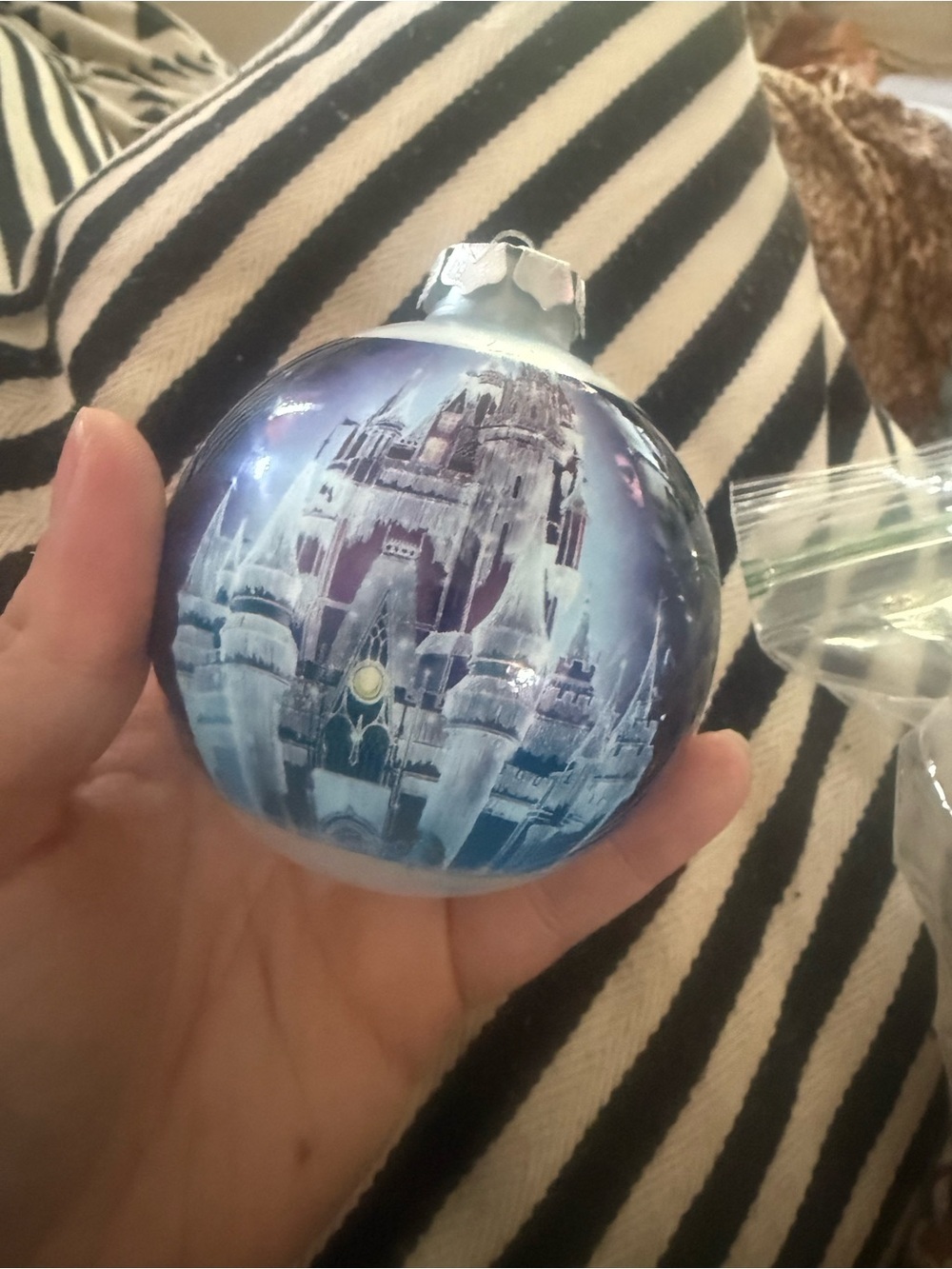 Disney Parks 2009 Happy Holidays Cinderella Castle Glass Christmas Ornament